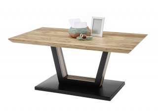 Table basse Design BEFORD en chêne acacia Piètement noir mat